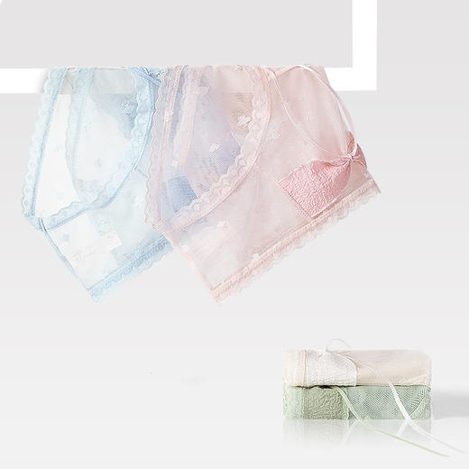 黛唯梵 纯欲蕾丝内裤女可爱大蝴蝶结亲肤透气舒适纯棉裆三角裤 商品图1