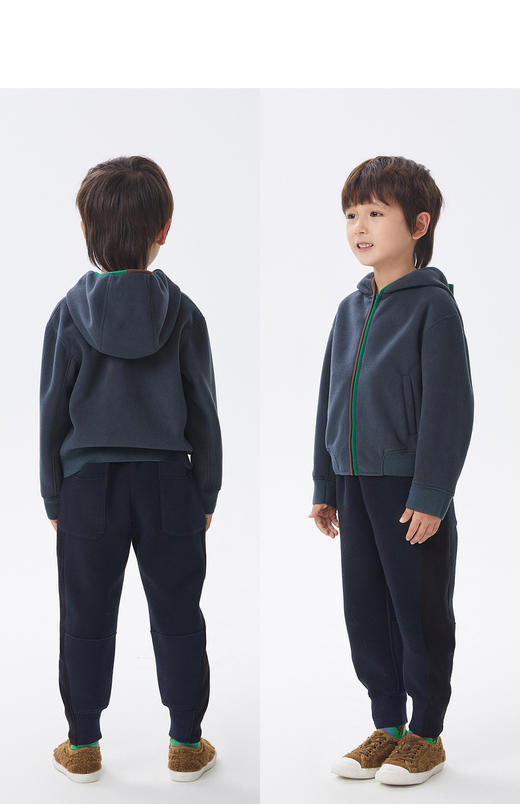 江南布衣童  22年秋款  简约连帽开襟卫衣  1M9410310 商品图11