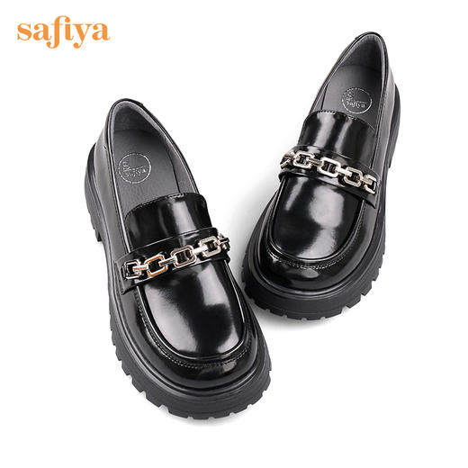 Safiya/索菲娅 奶趣娃娃鞋头2022秋季新款甜酷学院风松糕厚底百搭增高小皮鞋 SF23112091 商品图6
