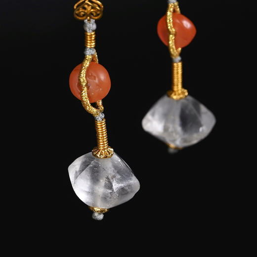 西亚高古白水晶+红玛瑙耳环 商品图2