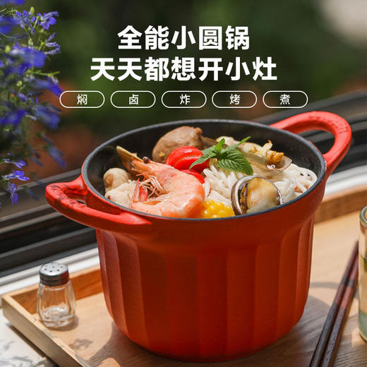 【专柜-北鼎】 珐琅铸铁锅家用焖锅多功能炖锅迷你小圆锅 商品图1