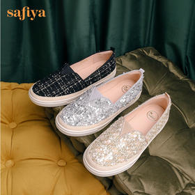 Safiya/索菲娅 2022秋季新品小香风舒适一脚蹬浅口平底亮片渔夫鞋SF23112219