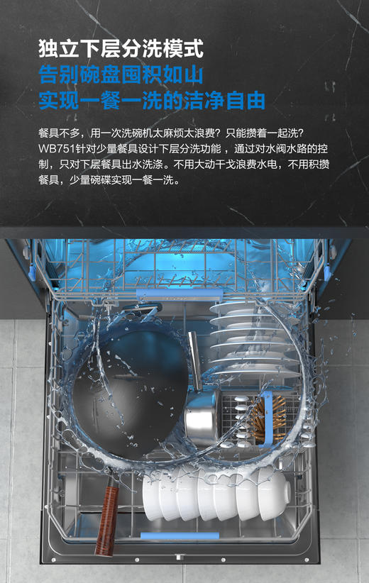 Robam/老板嵌入式洗碗机全自动家用13套大容量热风烘WB751 商品图12