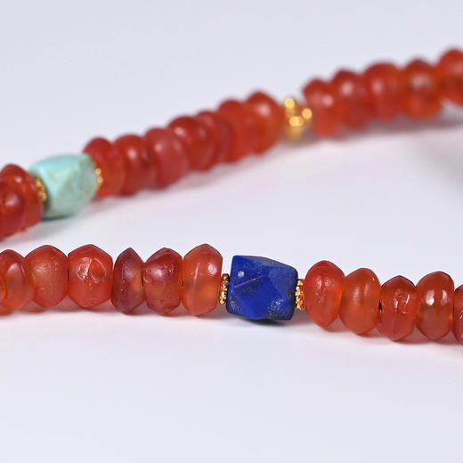 黑白镶蚀线珠+红玛瑙项链 商品图5