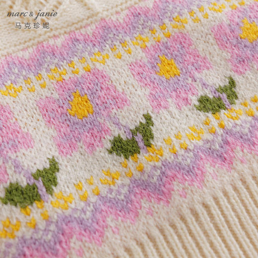 【柔蓝绒】马克珍妮秋冬装 女童儿童娃娃领钩花毛衣221385 商品图4