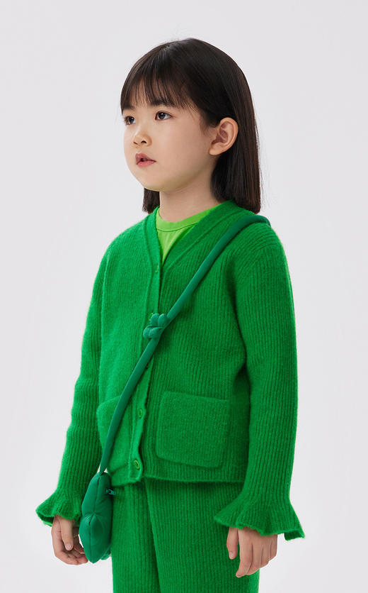 江南布衣童  22年秋款  绵羊毛纯色短款开襟毛衫  1M9310150 商品图3