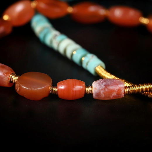 西亚高古红玛瑙+绿松石双股手串 商品图7