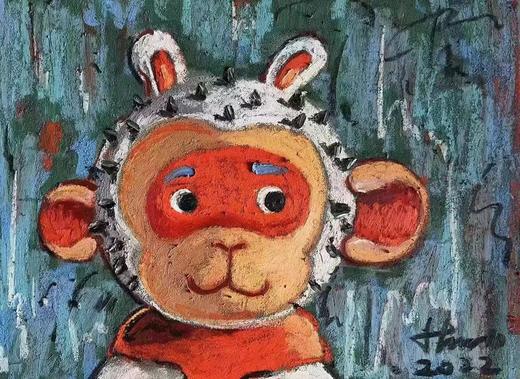 陈建周《听》油画棒原作 商品图0