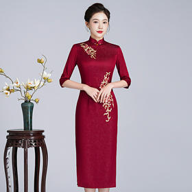 新款秋季婚宴旗袍裙喜宴喜婆婆旗袍端庄大气修身显瘦LHS-20271