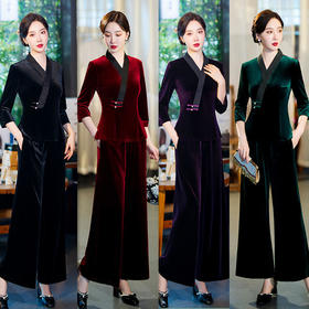 时尚改良，七分袖丝绒旗袍套装 GX22905