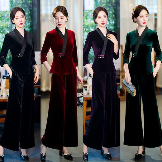 时尚改良，七分袖丝绒旗袍套装 GX22905 商品图0