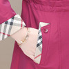 QYM-OMS-SLB102-L翻领长袖格子拼接气质风衣 商品缩略图4