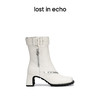 【下架】lost in echo 设计师品牌 斜方头拉链扣带装饰机车短靴女2022新款 商品缩略图1