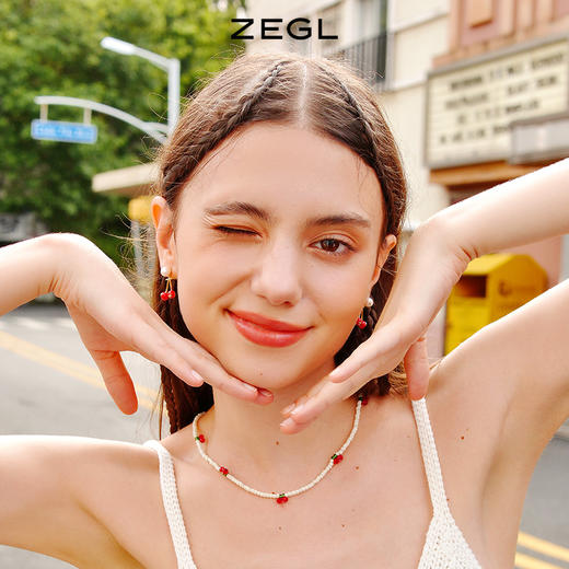 ZEGL樱桃项链女夏轻奢小众高级感人造珍珠2022年新款潮甜酷锁骨链 商品图3
