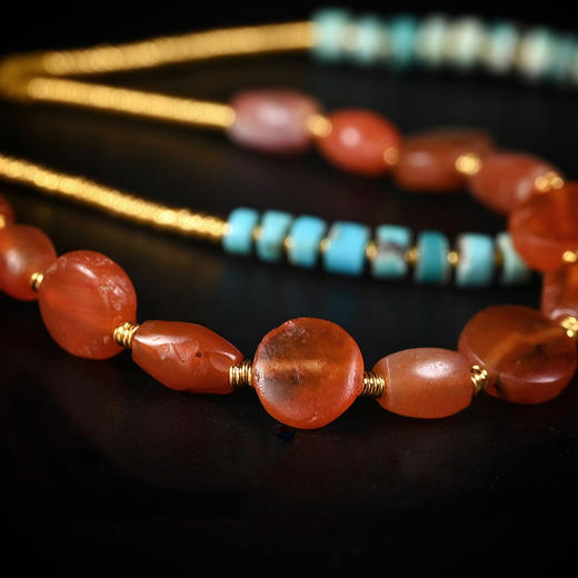 西亚高古红玛瑙+绿松石双股手串 商品图6