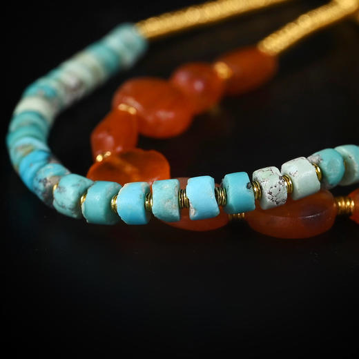 西亚高古红玛瑙+绿松石双股手串 商品图3