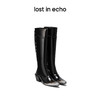 [捡漏价]lost in echo 设计师品牌尖头假两件拼接中筒靴骑士靴长靴膝下靴 商品缩略图0