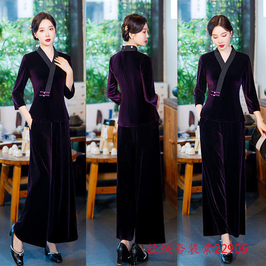 时尚改良，七分袖丝绒旗袍套装 GX22905 商品图3