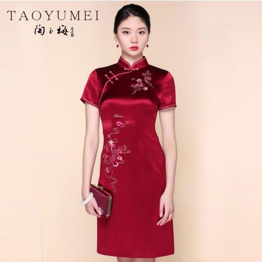 3楼 陶玉梅醋酸缎妈妈装婚宴礼服旗袍裙 商品图0