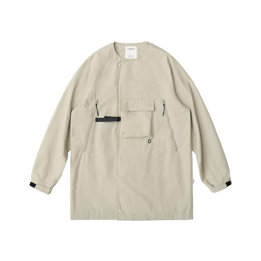 吃茶去chichaqu2022无领斜襟夹克户外机能复古男女宽松中长风风衣 商品图0