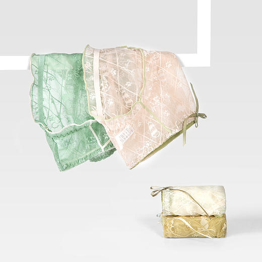 黛唯梵可爱动物蕾丝提花少女内裤舒适纯棉档性感透视网纱三角裤 商品图1