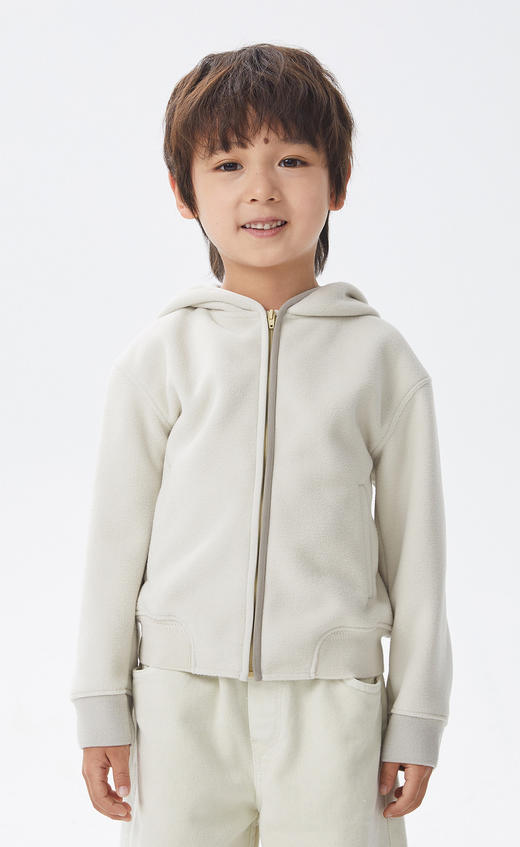 江南布衣童  22年秋款  简约连帽开襟卫衣  1M9410310 商品图7