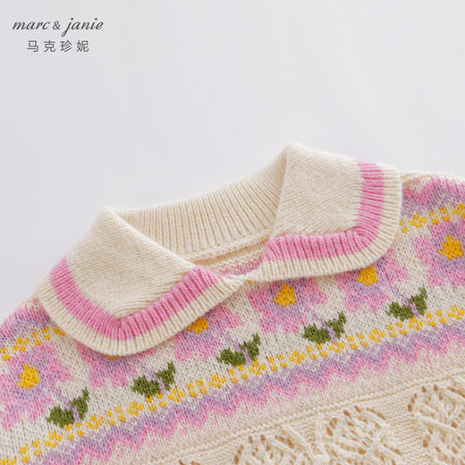 【柔蓝绒】马克珍妮秋冬装 女童儿童娃娃领钩花毛衣221385 商品图2