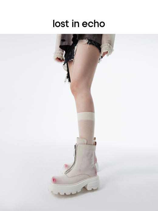 lost in echo  西装靴系列方头前置双拉链擦色厚底西装靴 商品图3