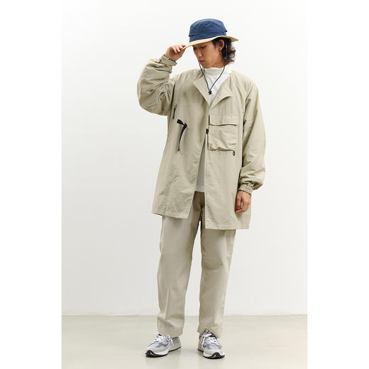 吃茶去chichaqu2022无领斜襟夹克户外机能复古男女宽松中长风风衣 商品图3