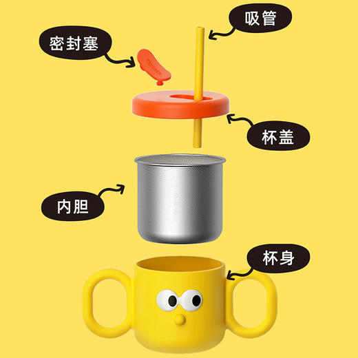 Octoto奥克兔兔 水杯儿童不锈钢宝宝吸管杯牛奶杯防摔保温杯学饮杯杯子婴儿 270mL 商品图4