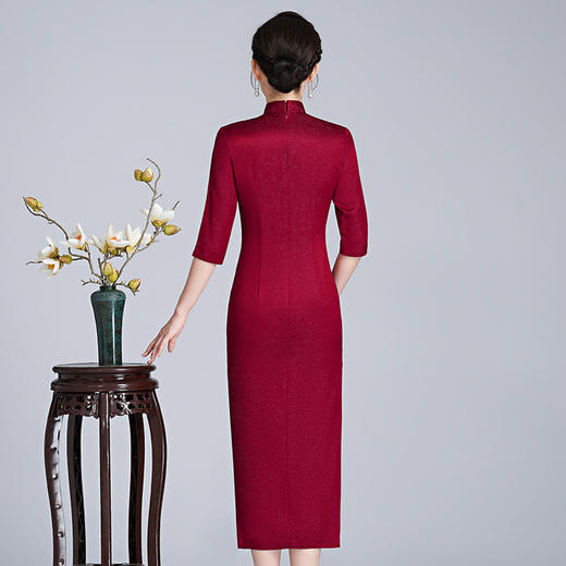 新款秋季婚宴旗袍裙喜宴喜婆婆旗袍端庄大气修身显瘦LHS-20271 商品图3
