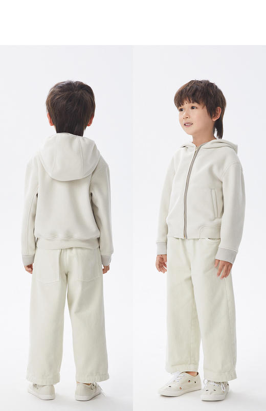 江南布衣童  22年秋款  简约连帽开襟卫衣  1M9410310 商品图8