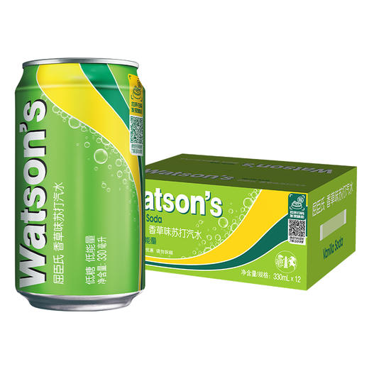 屈臣氏|苏打汽水清新香草味气泡水330ml*12罐（新老包装随机发） 商品图0