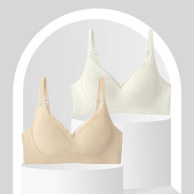 黛唯梵超薄无痕乳胶棉内衣女士大胸显小兔耳杯无钢圈收副乳文胸