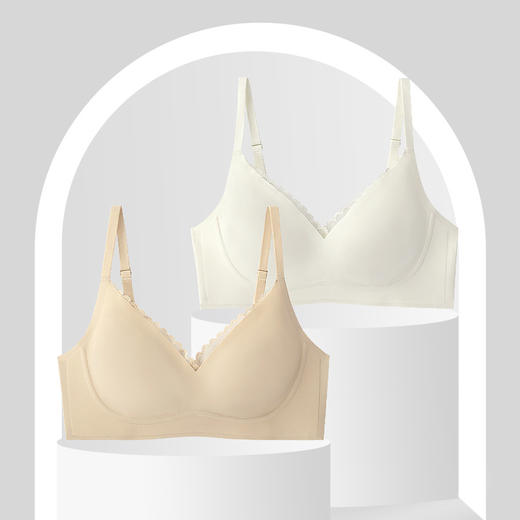 黛唯梵超薄无痕乳胶棉内衣女士大胸显小兔耳杯无钢圈收副乳文胸 商品图0