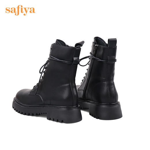 【春节不打烊】Safiya/索菲娅真皮短靴2022冬季新款英伦风机车厚底潮酷马丁靴女 SF24116028 商品图2
