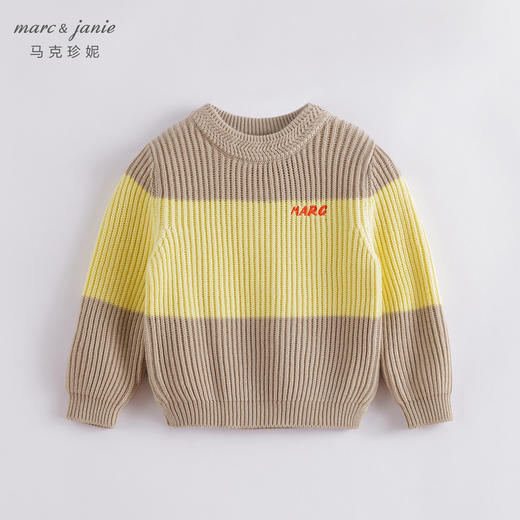 马克珍妮秋装新款 男童撞色拼接落肩毛衣 儿童毛衫221398 商品图0