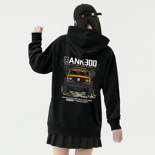 自由基地2022秋冬越野车tank300图案创意印花戴帽套头卫衣男女款 NMT-1890 商品图1