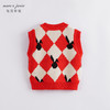 【柔蓝绒】马克珍妮秋装新款 女童红白菱形格针织马甲221391 商品缩略图2