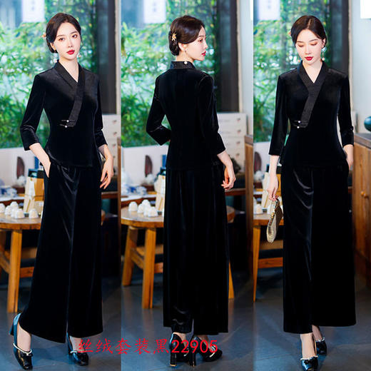 时尚改良，七分袖丝绒旗袍套装 GX22905 商品图1