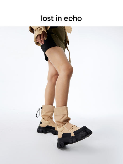 [捡漏价]lost in echo不无聊的马丁靴风衣布抽绳拼接马丁短靴裤管靴大黄靴 商品图4