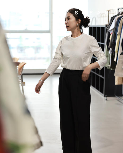 PETIT SCHAN小闪 CLO #106 Monday 星期一 棉麻粘胶混纺显瘦利落休闲裤 商品图0