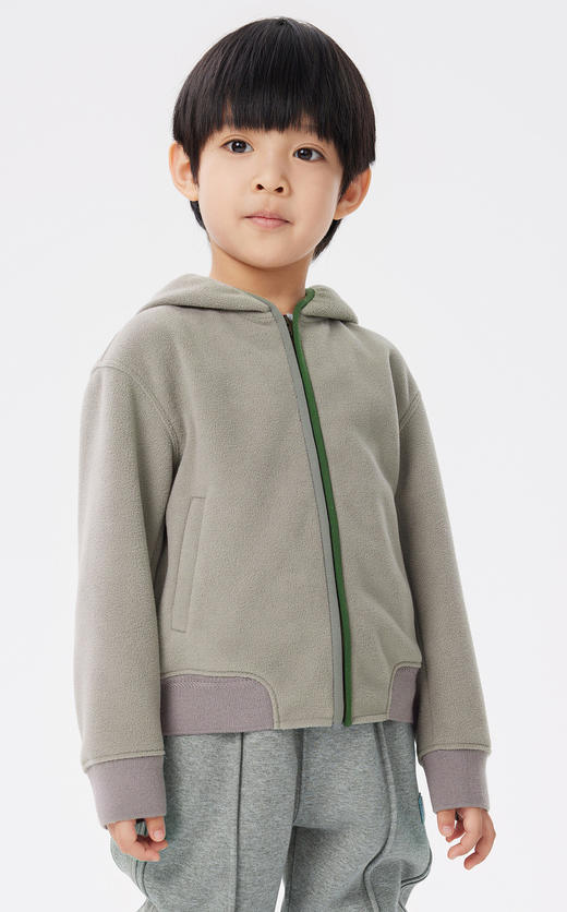 江南布衣童  22年秋款  简约连帽开襟卫衣  1M9410310 商品图4