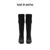 【下架】lost in echo 设计师品牌 风衣料拼接真皮方头绑带靴秋季女 商品缩略图2