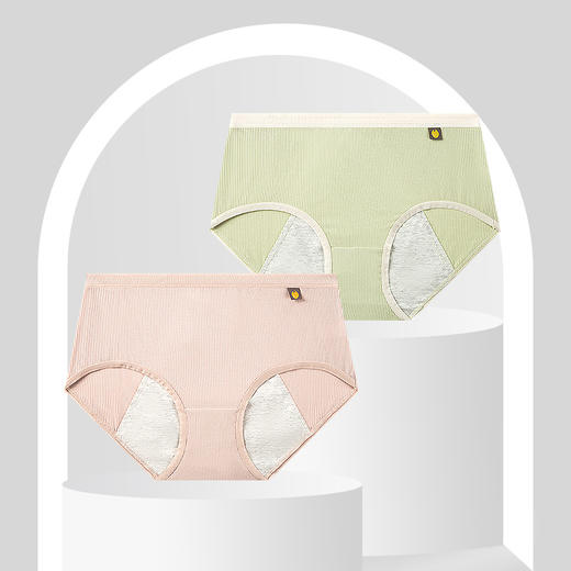 黛唯梵 女士中腰纯棉档经期防侧漏生理裤简约舒适螺纹棉姨妈裤 商品图0