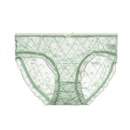 黛唯梵可爱动物蕾丝提花少女内裤舒适纯棉档性感透视网纱三角裤 商品图4