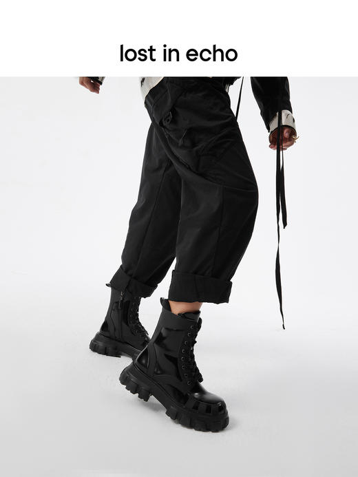 lost in echo 不无聊的马丁靴系列皮革装饰假两件厚底马丁靴 商品图4