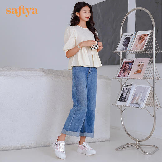 Safiya/索菲娅2022年秋季新品小香风网红乞丐帆布鞋厚底增高休闲鞋女 SF23112422 商品图1