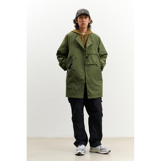 吃茶去chichaqu2022无领斜襟夹克户外机能复古男女宽松中长风风衣 商品图2