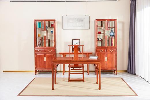 红桥红  家具严选  缅甸花梨(大果紫檀）  【多宝阁形玻璃展示柜】 商品图0